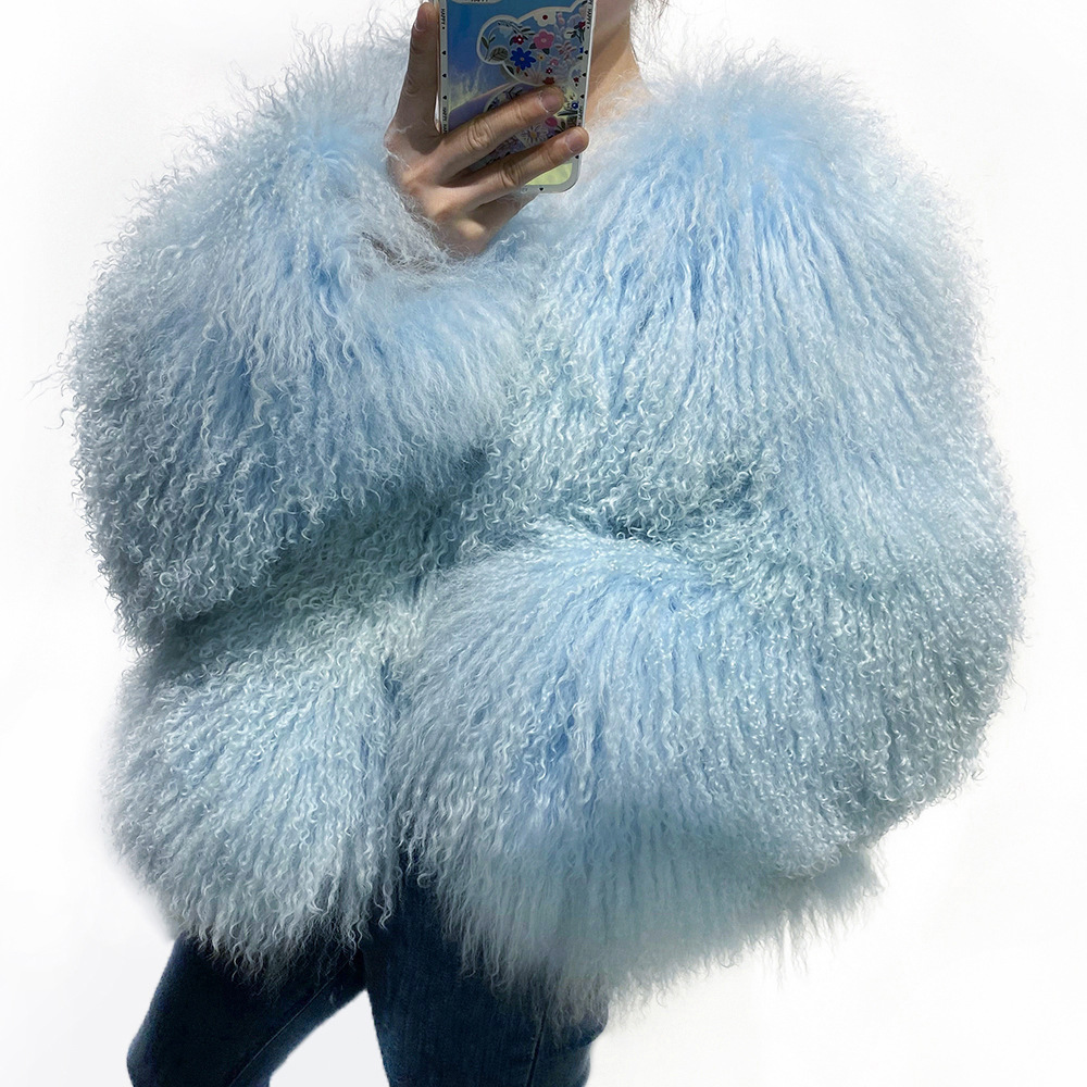 Factory Wholesale Supply Women Winter Fashionable Tibetan Lamb Fur Jacket Custom Colors Real Mongolian Fur Coat For Ladies