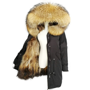 Men women Winter fashion fur parka real raccoon fur collar lining jackets big fur trim coats