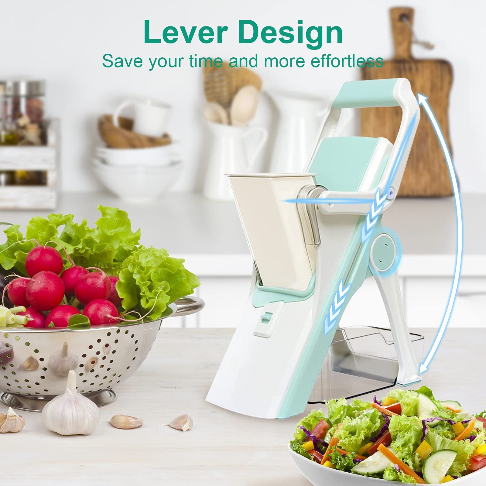 Adjustable Dash Safe Mandoline Slicer Vegetable Chopper Manual Veggie Julienne Food Cutter for Kitchen with Multi Blades