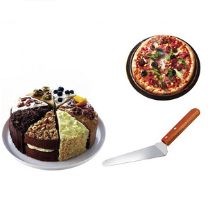 Triangular Angled Stainless Steel Cake Pizza Spatula Baking Tools with Wood Handle