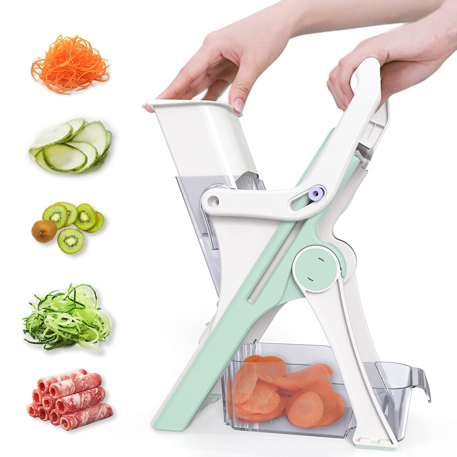 Adjustable Dash Safe Mandoline Slicer Vegetable Chopper Manual Veggie Julienne Food Cutter for Kitchen with Multi Blades