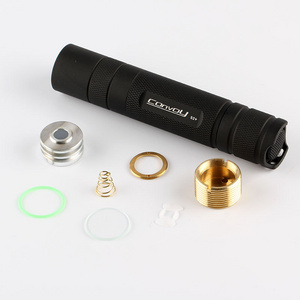 Convoy S2+ black flashlight host ,include OP reflector,pill,head O ring,glass,spring,lanyard