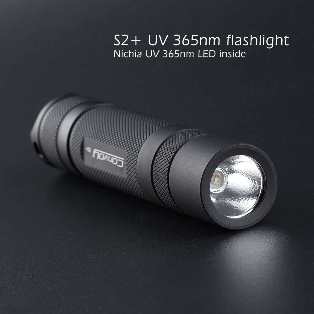 Convoy S2+ UV 365nm led flashlight ,with nichia LED in side ,Fluorescent agent detection,UVA 18650 Ultraviolet flashlight