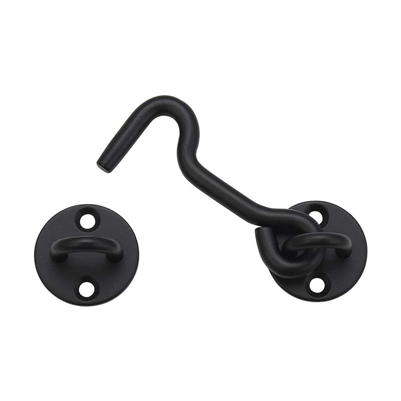 Black Coated Privacy Hook and Eye Latch Easy Lock for Barn Door Garage Door Garden Fence Balcony and Hall