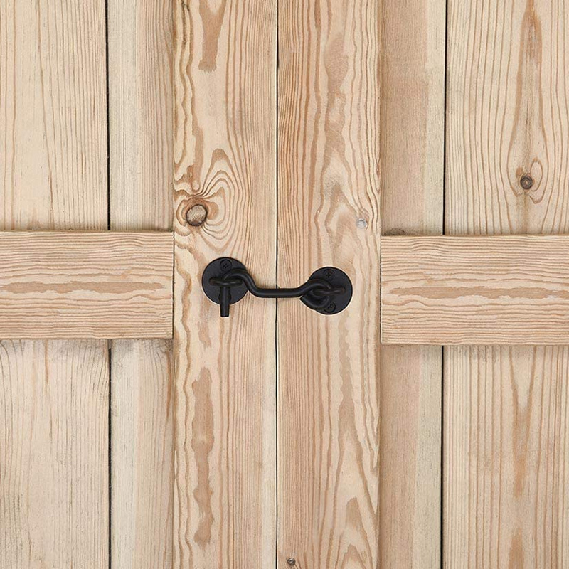 Black Coated Privacy Hook and Eye Latch Easy Lock for Barn Door Garage Door Garden Fence Balcony and Hall