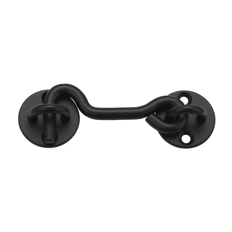 Black Coated Privacy Hook and Eye Latch Easy Lock for Barn Door Garage Door Garden Fence Balcony and Hall