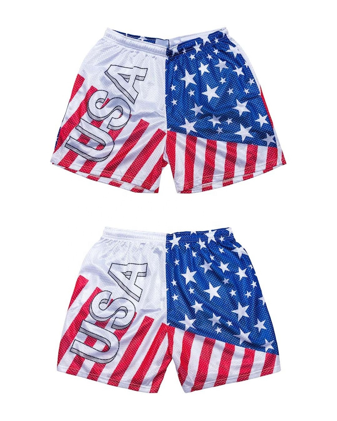 2024 Trending Product Custom Mesh Shorts American Flag Sublimated Printing 5.5 Inseam Vivid Men's Shorts shorts for men luxury