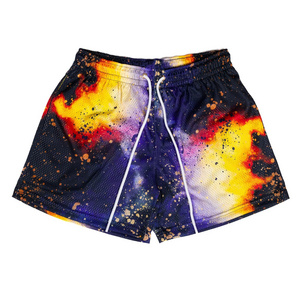 2024 Trending printed blank moo shiny breathable above knee customable men's embroidery basketball shorts with pockets unisex