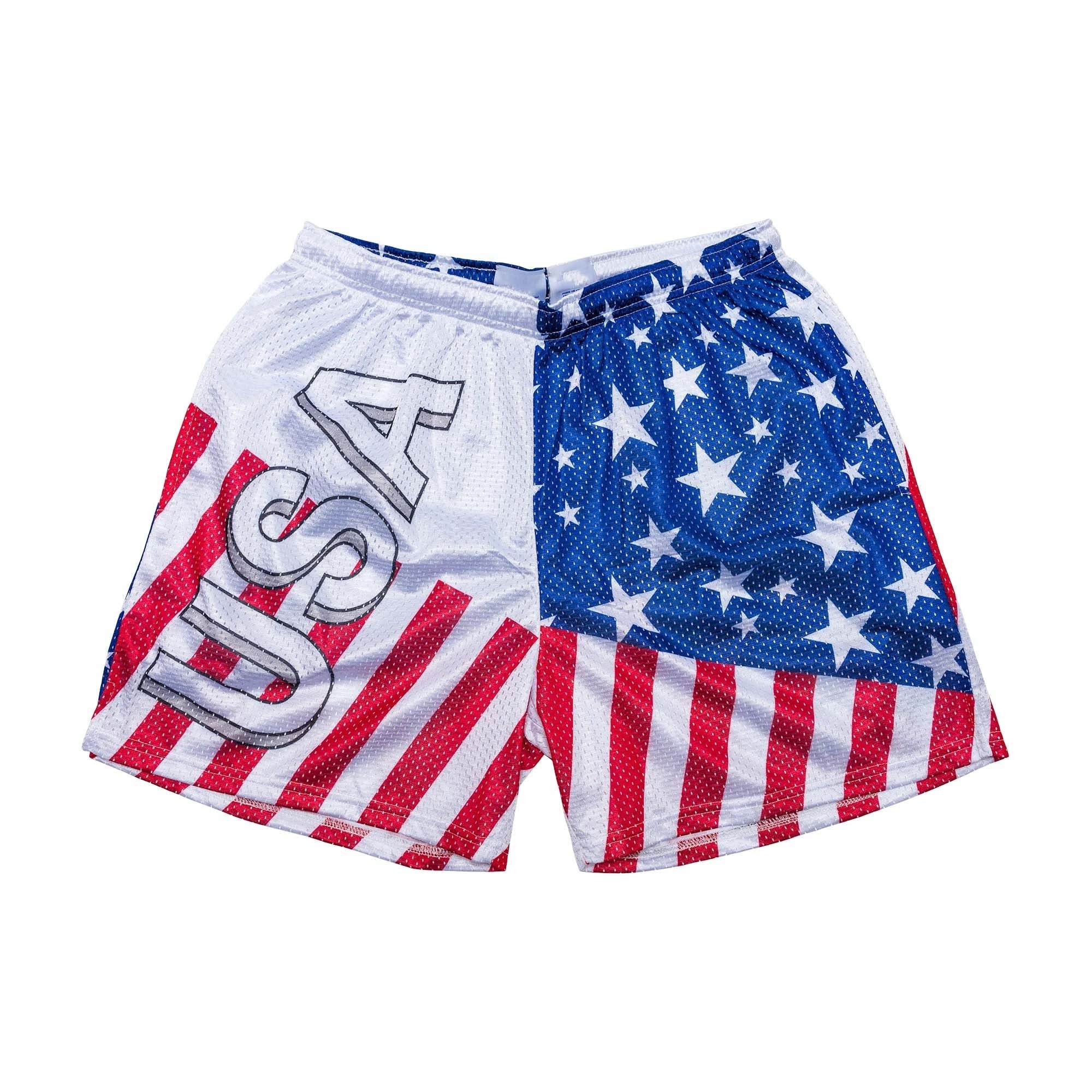 2024 Trending Product Custom Mesh Shorts American Flag Sublimated Printing 5.5 Inseam Vivid Men's Shorts shorts for men luxury