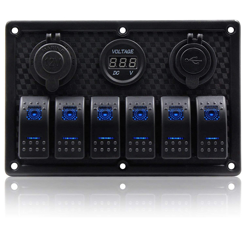 Hot sale 6 Gang DC12V 24V Waterproof Rocker Switch Panel for boat and car