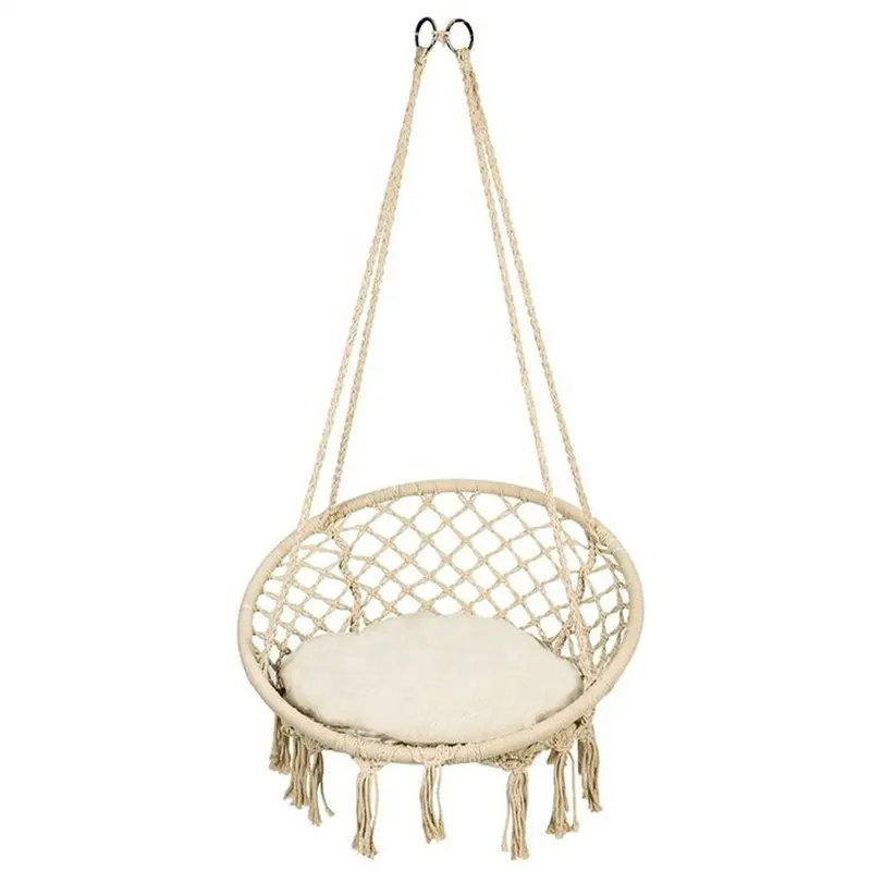 Beach Macrame Round Aerial Folding Outdoor Hanging Cotton Garden Hanging Hammock Hanging Chair