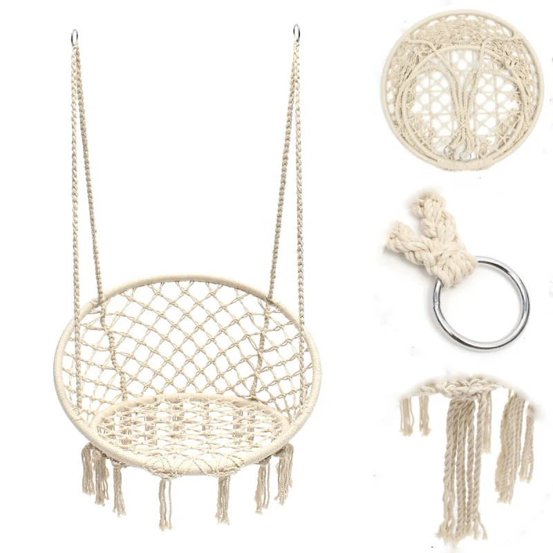 Beach Macrame Round Aerial Folding Outdoor Hanging Cotton Garden Hanging Hammock Hanging Chair