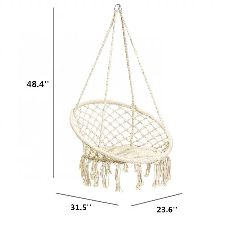 Beach Macrame Round Aerial Folding Outdoor Hanging Cotton Garden Hanging Hammock Hanging Chair