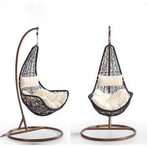 Outdoor Patio Hanging Egg Chair with Stand, Wicker Swing Chair for Garden, Outdoor Furniture