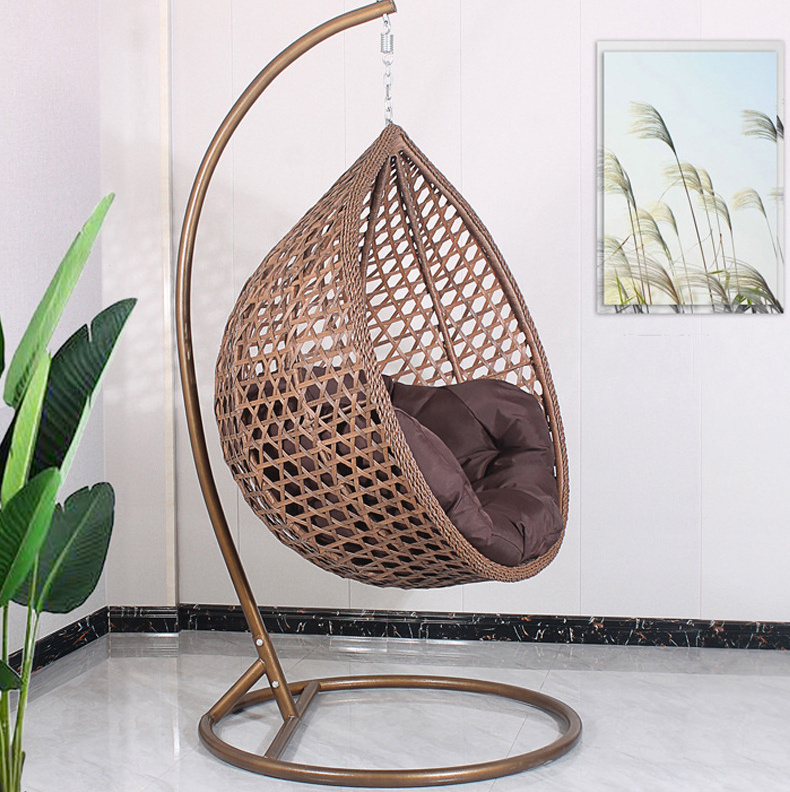 Factory wholesale Indoor Outdoor Patio Wicker Hanging Egg Chair Swing Hammock, Wicker Swing Egg Chairs