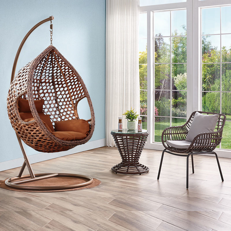 Factory wholesale Indoor Outdoor Patio Wicker Hanging Egg Chair Swing Hammock, Wicker Swing Egg Chairs