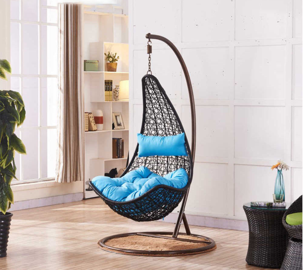 Factory wholesale Hanging Egg Chair with Stand, Patio Wicker Egg Swing Chair with Cushion for Bedroom Garden Indoor Outdoor