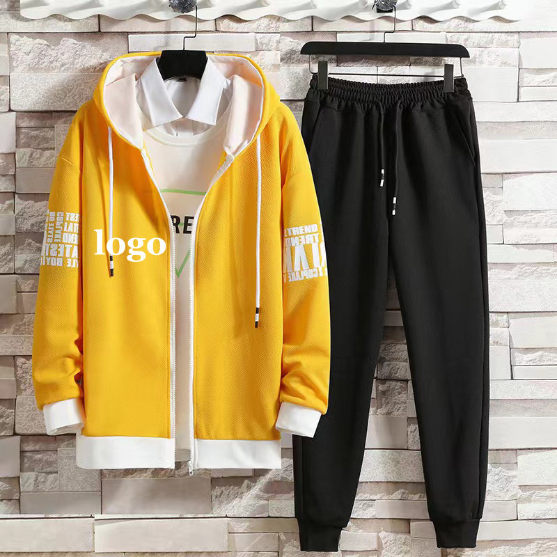 Conyson High Quality Spring Autumn Sublimation Blanks Hoodie Sets Polyester Custom Design Men's Hoodies And Sweatpants Set