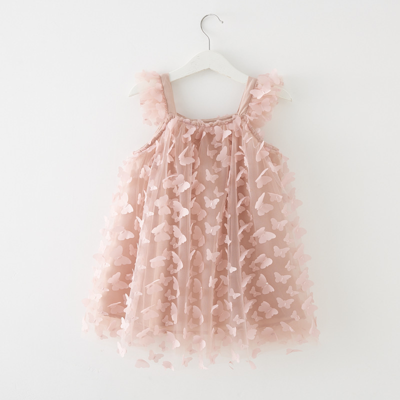 Conyson 2024 New Summer Baby Girls 3D Butterfly Tulle Tutu Princess Dress Birthday Party Strap Dress Toddler Kids dresses