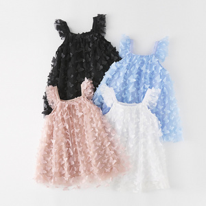 Conyson 2024 New Summer Baby Girls 3D Butterfly Tulle Tutu Princess Dress Birthday Party Strap Dress Toddler Kids dresses