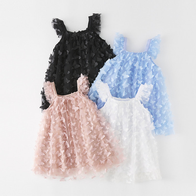 Conyson 2024 New Summer Baby Girls 3D Butterfly Tulle Tutu Princess Dress Birthday Party Strap Dress Toddler Kids dresses