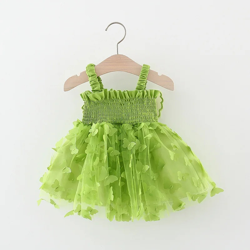 Conyson 2024 Baby Girl Party Princess Dress Summer Toddler 3d Fairy Butterfly Wings Hanging Strap Mesh Cute Fashion Dress