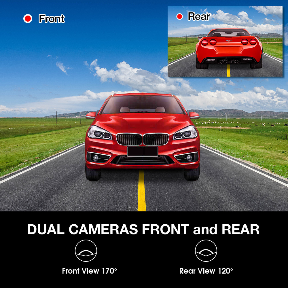 Car Camera 4 inch Dashcam Front And Rear Dual Camera FHD 1080p Touch Control Wifi Wireless Dash Cam Dvr Driving Recorder