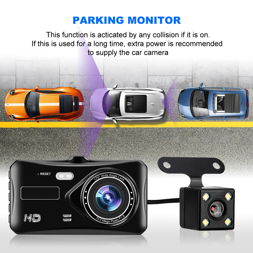 Car dvr 4.0 inch drive recorder 1080p full hd vehicle blackbox dvr user manual car camcorder dashcam / dash camera