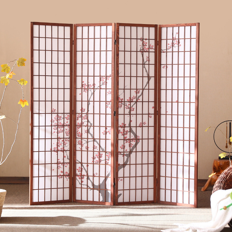 Movable Wooden Folding Screen for Living Room Foyer or Hotel Floor to Ceiling Room Divider Partition