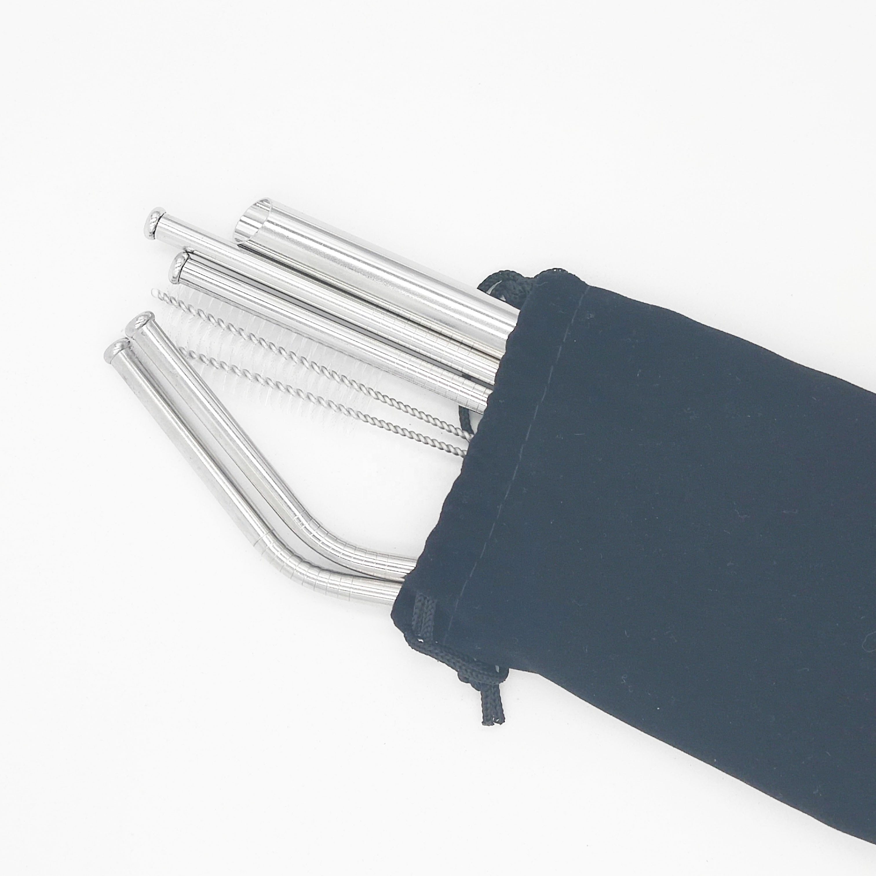 Eco-Friendly Stainless Steel Drinking Straw Sets Reusable Metal Bar Accessories