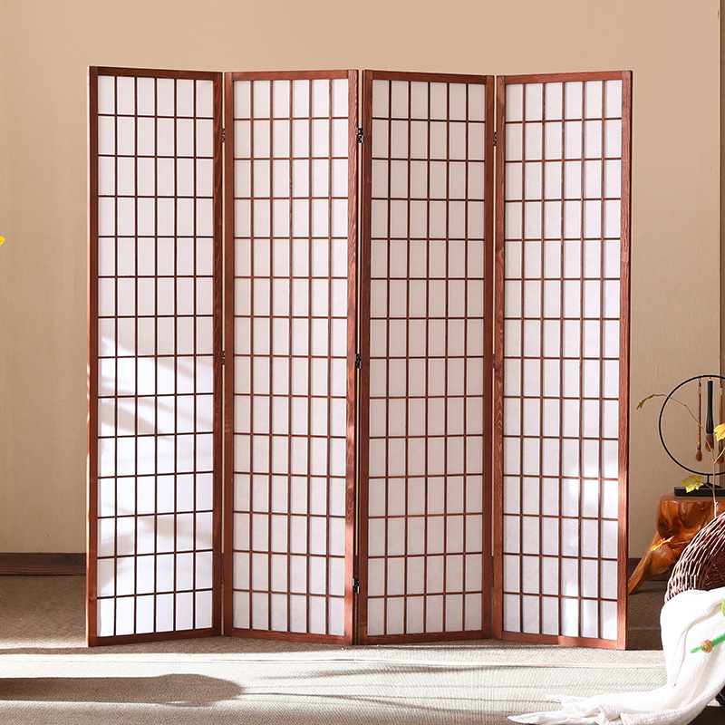 Movable Wooden Folding Screen for Living Room Foyer or Hotel Floor to Ceiling Room Divider Partition