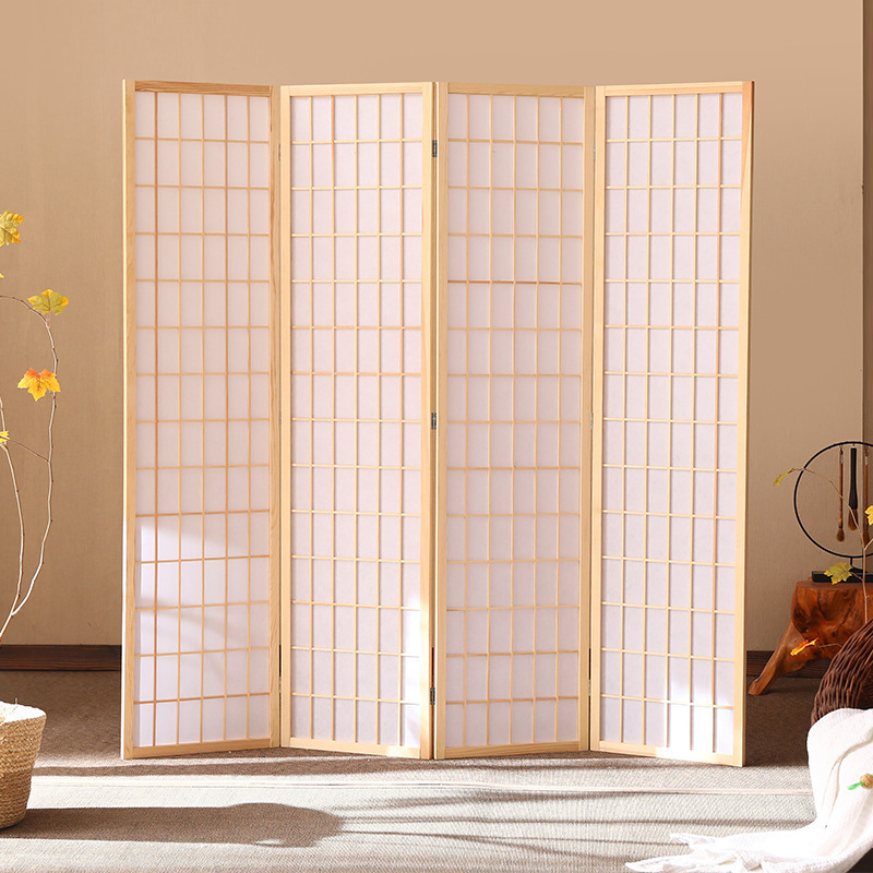 Movable Wooden Folding Screen for Living Room Foyer or Hotel Floor to Ceiling Room Divider Partition