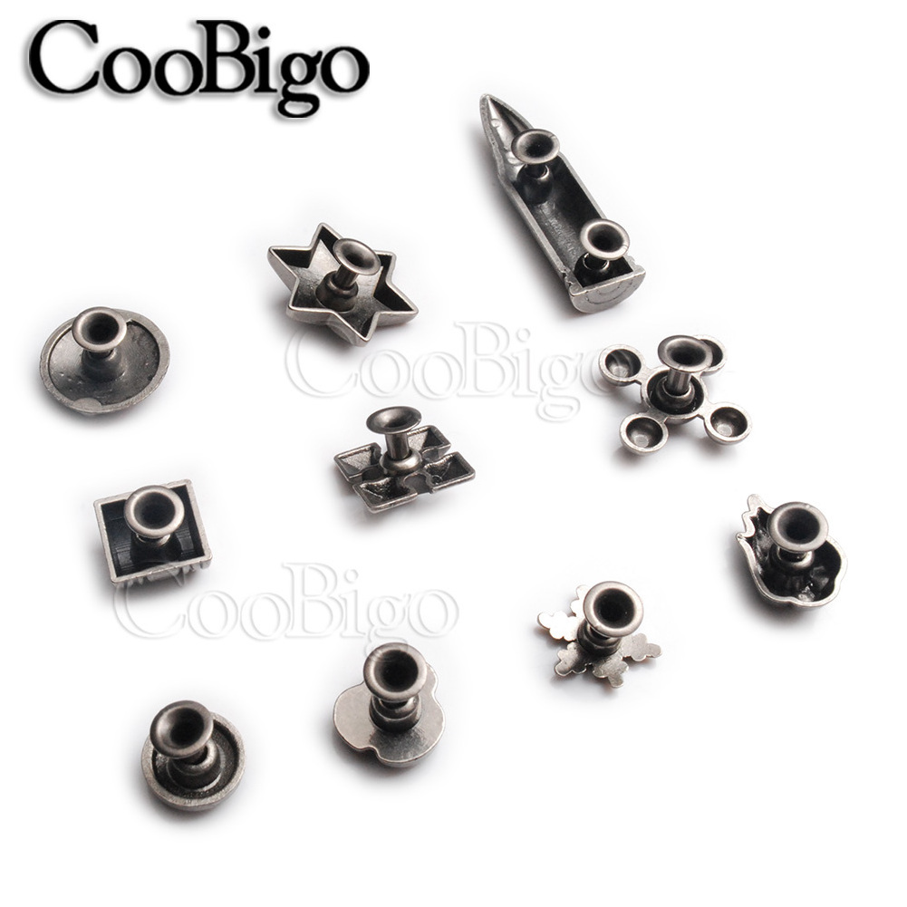 100sets Concho Rivets Studs Spikes Tacks for Leather Decor Bag Belt Clothes Shoes DIY Craft Accessories Rose Bullet Snowflake