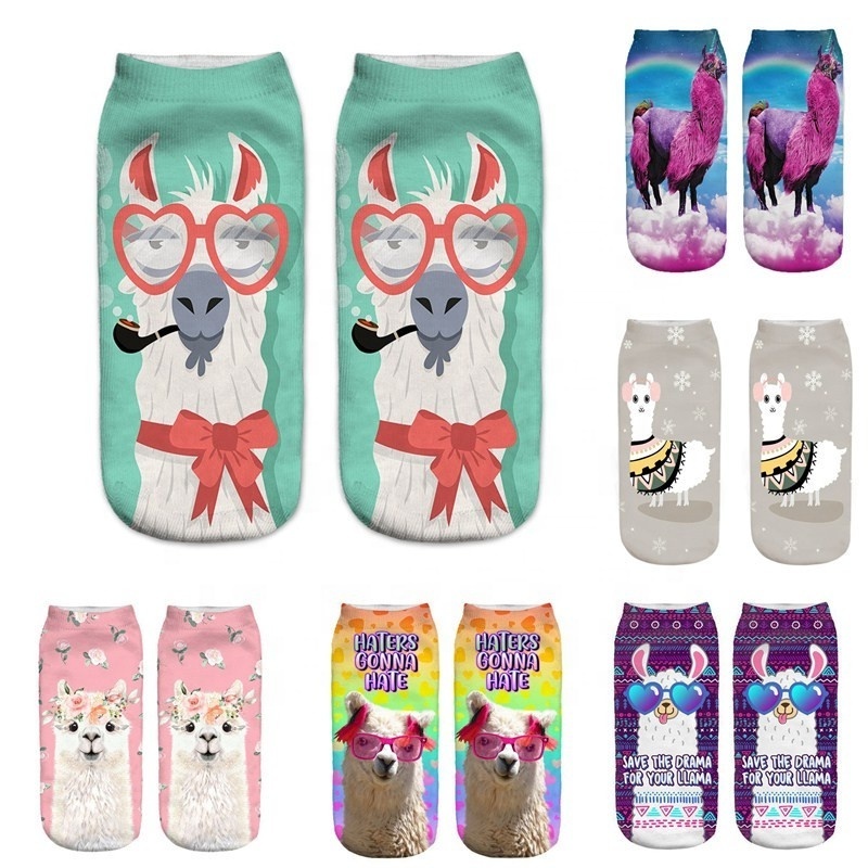 Wholesale ankle polyester cotton sublimation socks blank knee high Custom crew funny all over digital 3d printed sock unisex kid