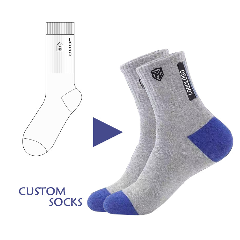 Low MOQ Custom Designer Socks With Brand Logo Wholesale Embroidery Jacquard Socks For Men Women Customized Cotton Socks