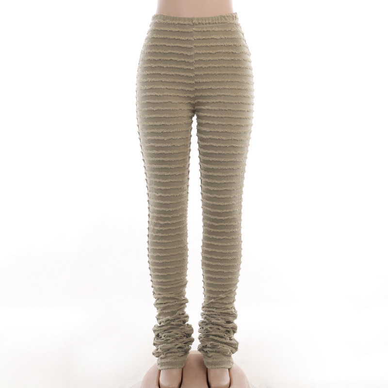 New Wholesale Colorful Warm Long Women'S Pants Striped Sexy Slim Woolen Womens Fuzzy Pants