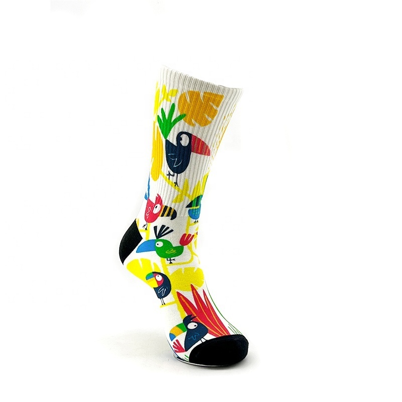 Wholesale Seamless Cotton White Blank Sublimation Socks Adult Kids Cute Animal Print Socks