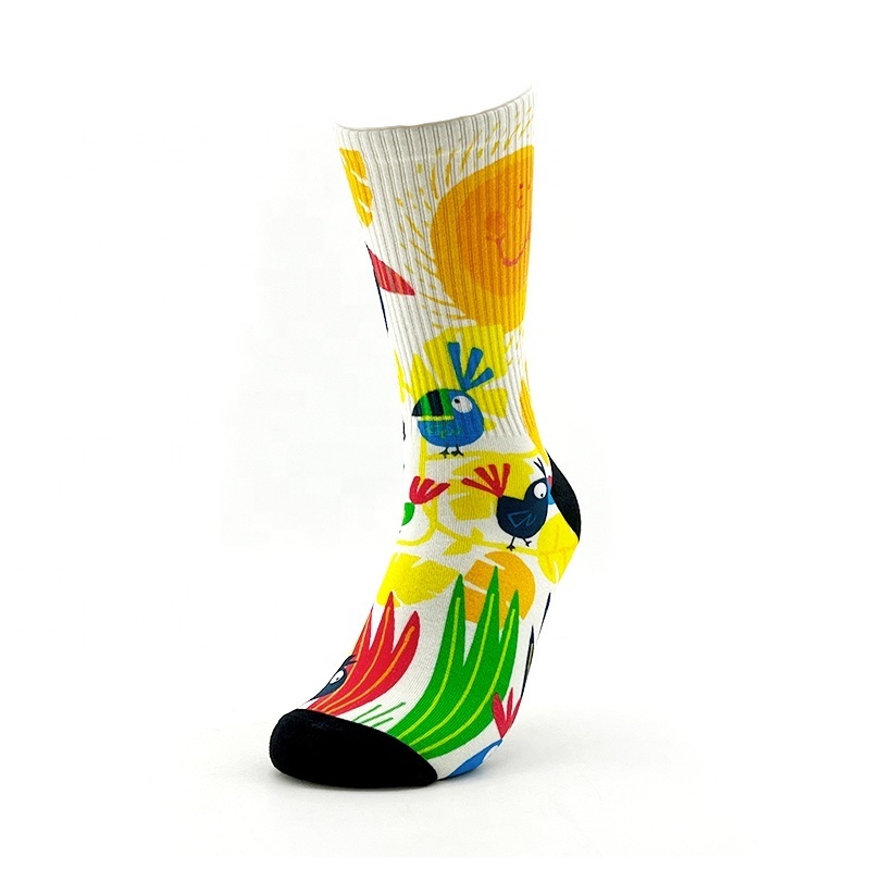 Wholesale Seamless Cotton White Blank Sublimation Socks Adult Kids Cute Animal Print Socks