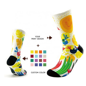 Wholesale Seamless Cotton White Blank Sublimation Socks Adult Kids Cute Animal Print Socks