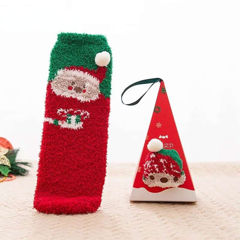 Customized Design Wholesale Christmas Festival Socks Women Ladies Girls Kids Corrugated Paper Gift Box Set Pack Christmas Socks