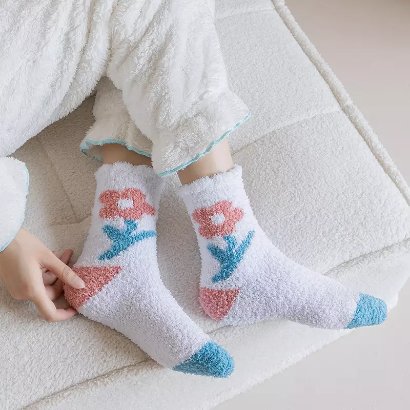 2023 Funny Design Fuzzy Socks In-stock Women's Sox Custom Men Kids Baby Socks Wholesale Warm Thick Slipper Cozy Winter Socks