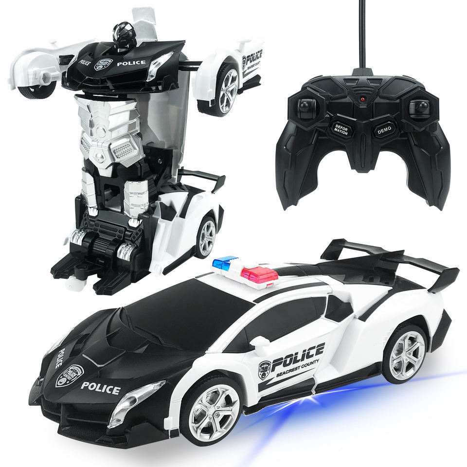 New Outdoor Sports 2 in 1 Transformation Robots Cars Deformation Remote Controlled Driving Vehicles Toys RC Police Car