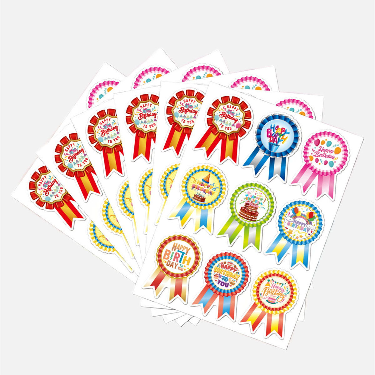 Hot sale Self Adhesive Happy Birthday Badge Stickers sheet for Kids Home Classroom party Decoration Stickers