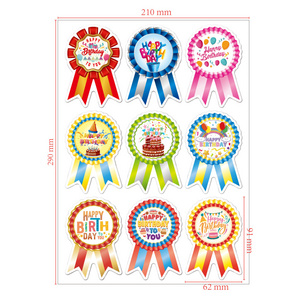 Hot sale Self Adhesive Happy Birthday Badge Stickers sheet for Kids Home Classroom party Decoration Stickers