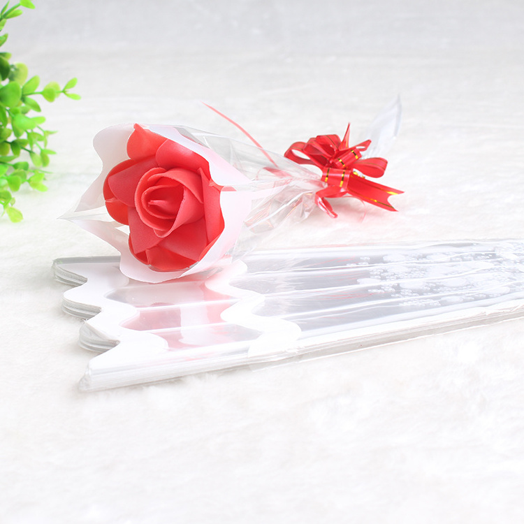 single rose printed flower sleeve plastic sleeves for flowers