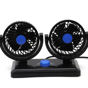 12V Electric Car Fan 360 Degree Rotatable 2 Speed Dual Head Car Auto Cooling Air Circulator Fan