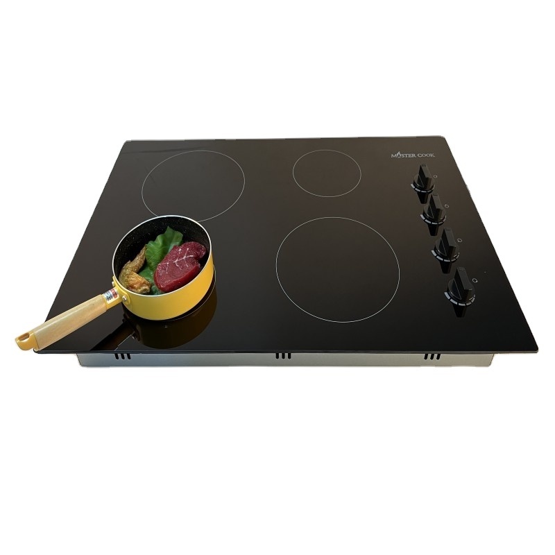 Electric Cooktop 4 Burners Electric Radiant Stove, Drop-in Smoothtop Ceramic Glass, 220V Fits for All Cookware