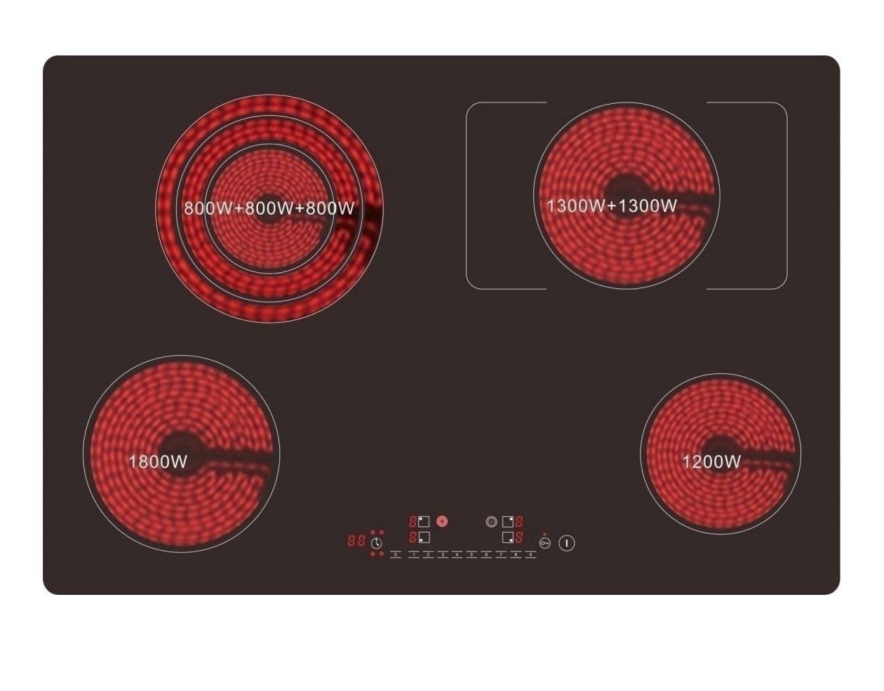 Ceramic Cooktop 220V, Drop-in 4 Cooking Zones Electric RadiantSensor Touch Control, Child Safety Lock