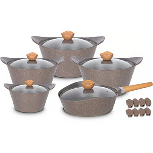 High quality 10 piece cast aluminum ceramic non-stick cookware sets kitchen soup pot / fry pan