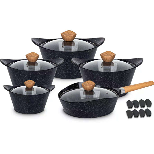 High quality 10 piece cast aluminum ceramic non-stick cookware sets kitchen soup pot / fry pan